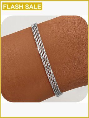 Sterling Silver Mesh Chain Bracelet 5mm 7.5" Link Bracelet Gifts